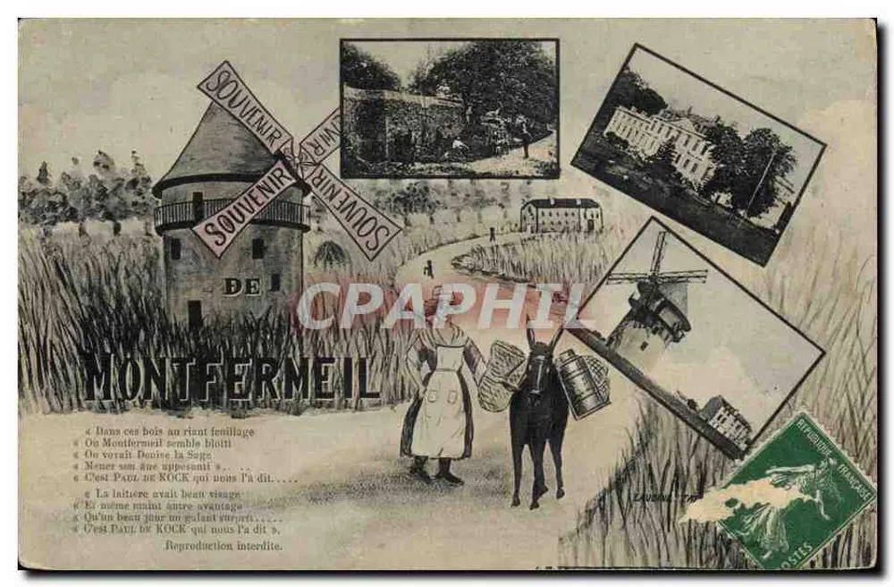 Montfermeil — Moinho de vento e paisagem — Lembrete de Montfermeil - Frente