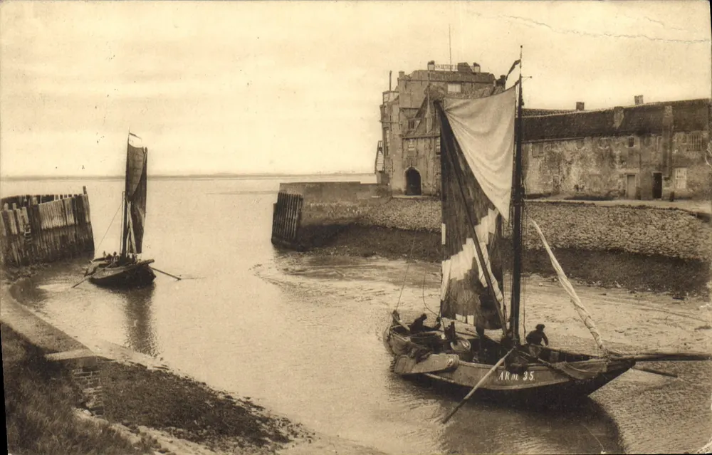 Port de Veere — vue du port avec deux bateaux à voile — J. Salmon, Zeeland (Hollande) n°10 - Frente