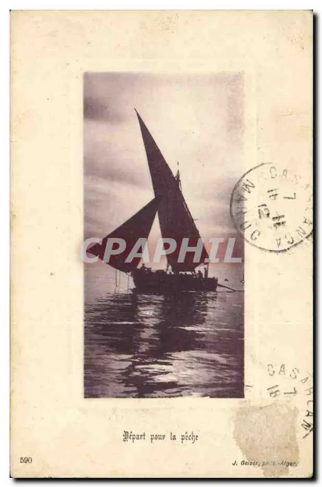 Partida para la pesca — J. Gaisser, Argelia, n° 590 - Anverso