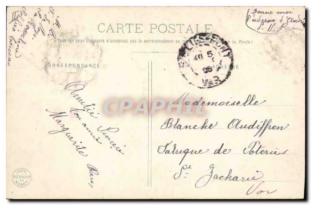 Barco a vela — Mar — Imprimeries Rhône, Nancy n°083 - Verso