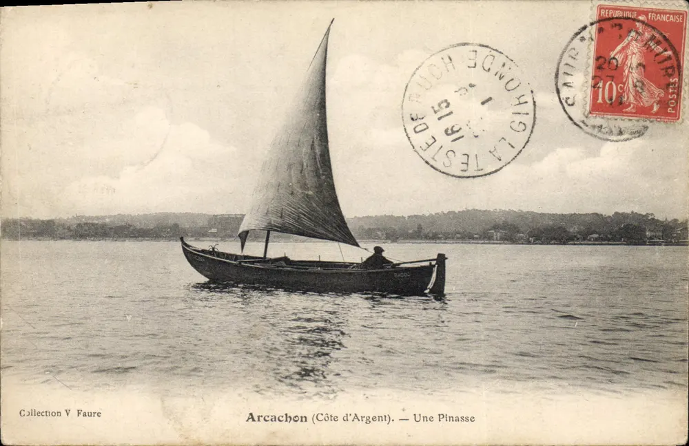 Arcachon (Côte d'Argent) — Uma Pinasse — Coleção V Faure - Frente