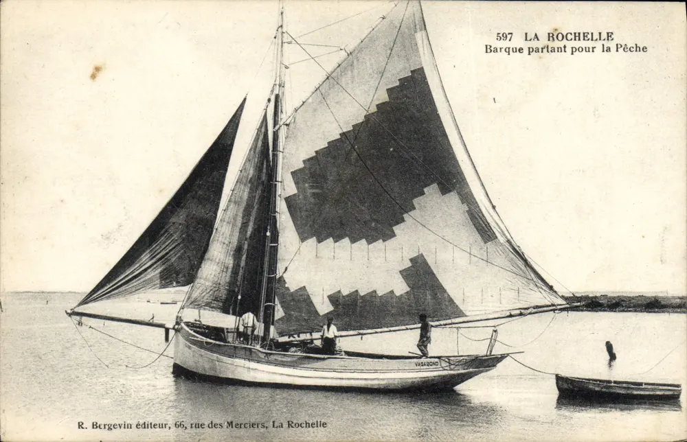 La Rochelle — Ansicht einer Boot, das zur Fischerei aufbricht — Verlag R. Bergevin, 66, rue des Merciers, La Rochelle - Vorderseite