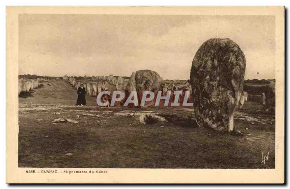 Carnac - Alinhamentos do Ménezec — Bilhete postal antigo n°2396, editor Laurent-Nel, Rennes - Frente
