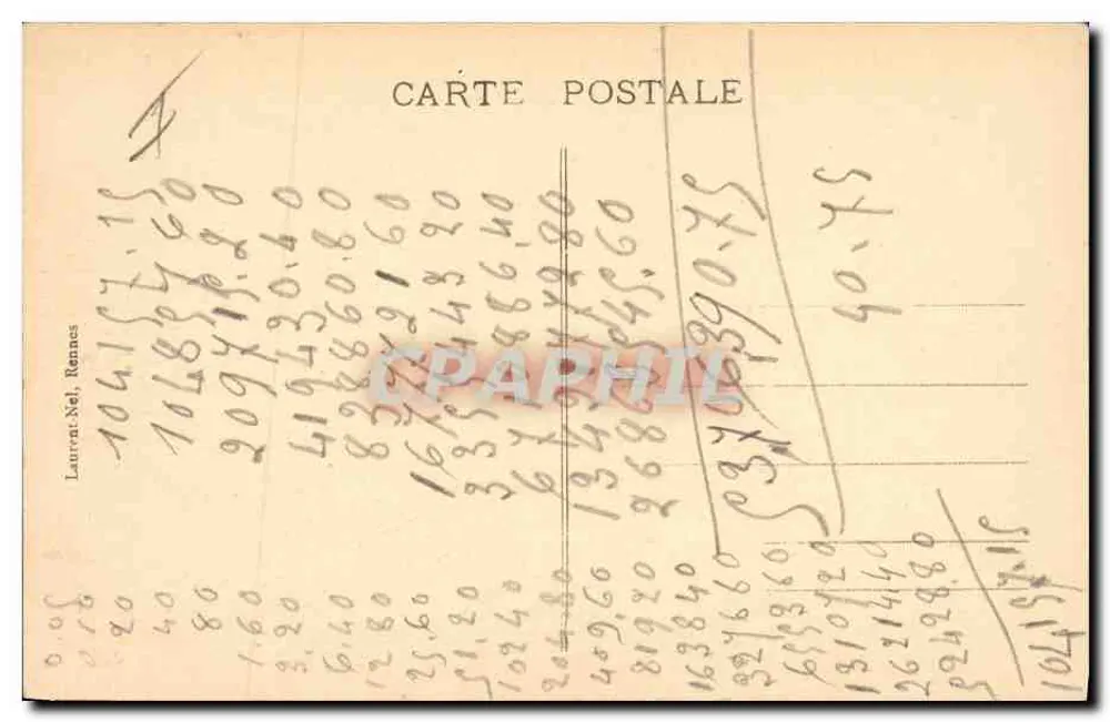 Carnac - Alinhamentos do Ménezec — Bilhete postal antigo n°2396, editor Laurent-Nel, Rennes - Verso