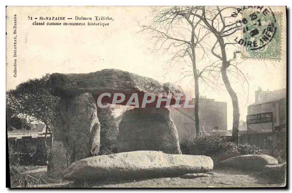 St-Nazaire — Dolmen Trilithite, als historisches Denkmal klassifiziert — Sammlung Delaneau - Vorderseite