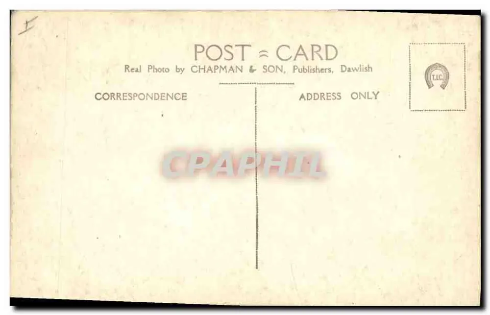 Le Longstone, Laughter Tor — pedra erguida e ruínas em segundo plano — Chapman & Son, Dawlish - Verso
