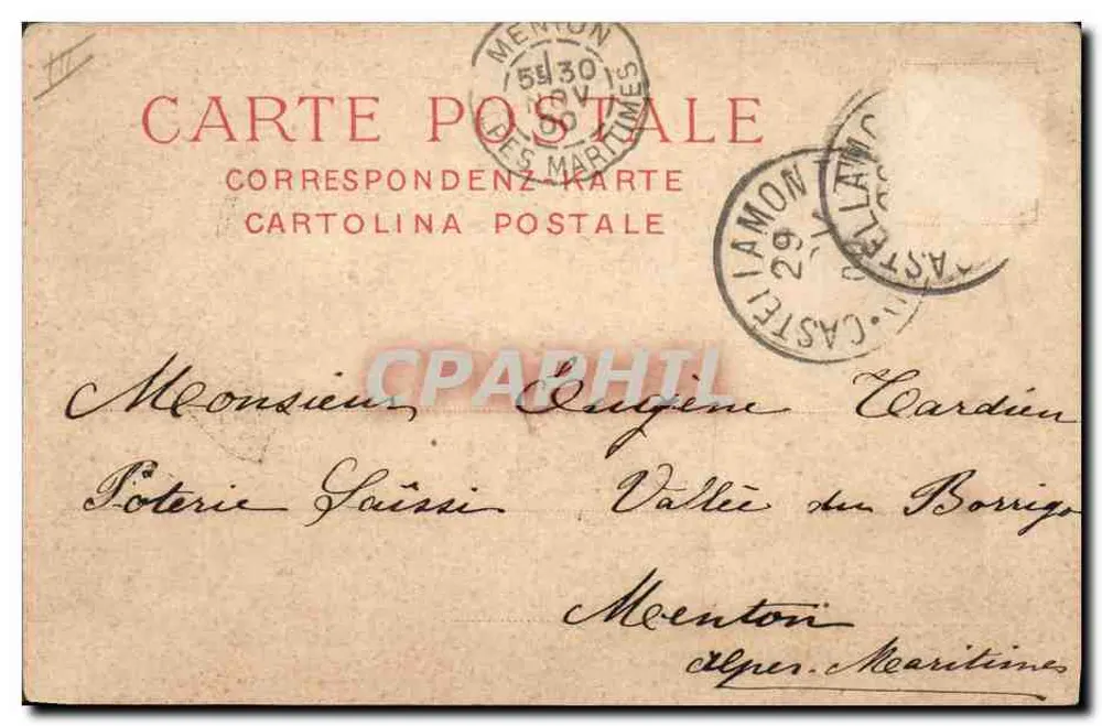 Die Stammgäste — Café de la Marine, Marseille — Gesellschaft der illustrierten Karten, 1900 - Rückseite