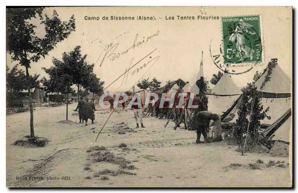 Camp de Sissonne (Aisne) — Die Blumigen Zelte — Ruell Frères, Foto-Verlag - Vorderseite
