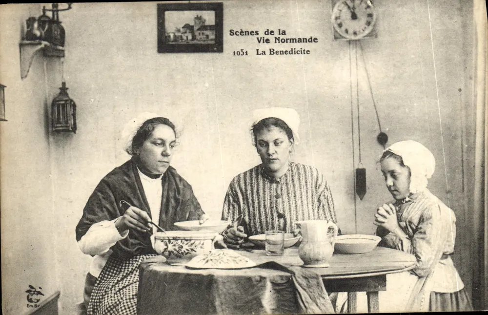 Sceny z życia normandzkiego — La Benedicite — Wydawca Em. Br. nr 1051 - Awers
