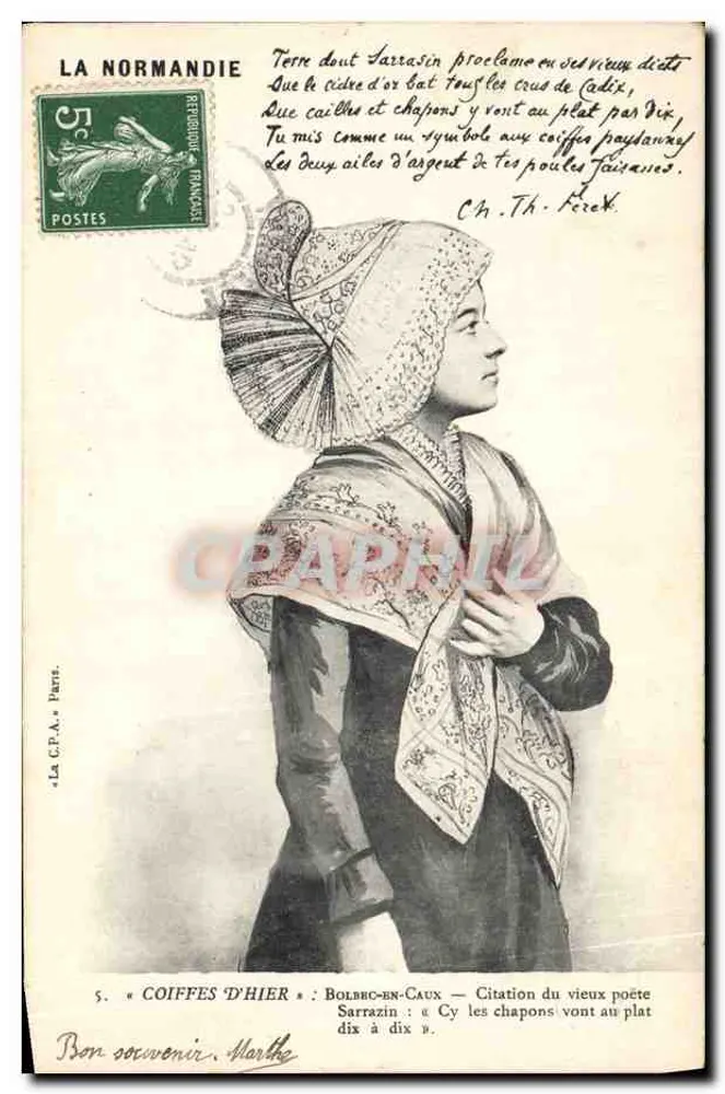 Coiffes d'hier — Bolbec-en-Caux — A Normandia, n°5 - Frente