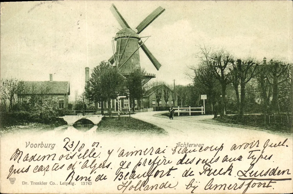 Voorburg — moulin à vent sur l'Achterweg — Dr. Trenkler Co., Leipzig, n° 13743 - Frente