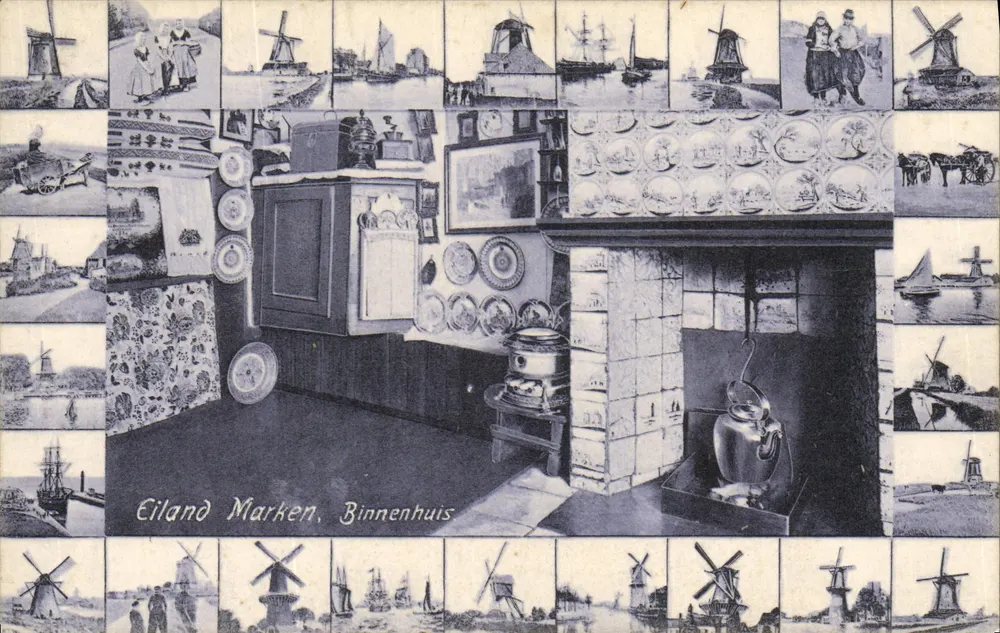 Eiland Marken, Binnenhuis — vista interna decorada com motivos holandeses — Dr Trenkler, Leipzig - Frente