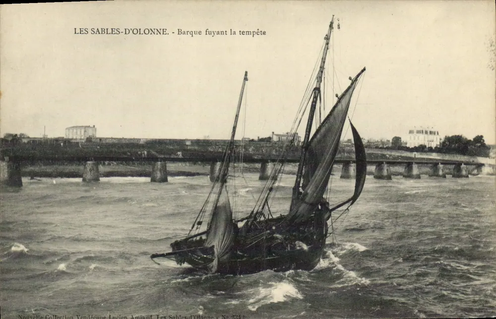 Les Sables-d'Olonne — Boot, das vor dem Sturm flieht — Lucien Amiaud, Serie Nr. 234 - Vorderseite