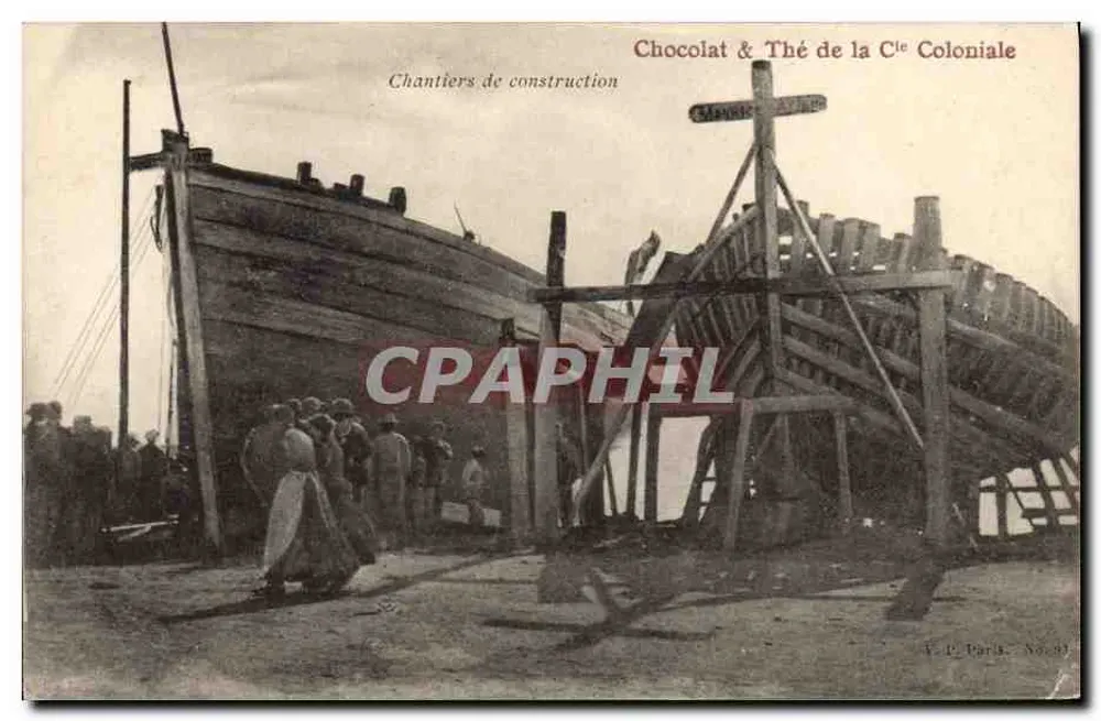 Canteiros de construção — Chocolate & Chá da Companhia Colonial — V. D. Paris, No. 91 - Frente