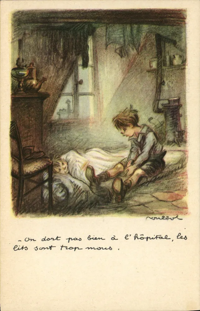 Kind im Krankenhaus — Illustration — Nationale Liga gegen Slums - Vorderseite
