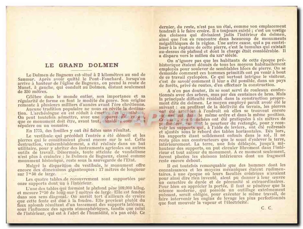 Saumur — Der Dolmen de Bagneux — C. Charter, Verlag, Saumur - Rückseite