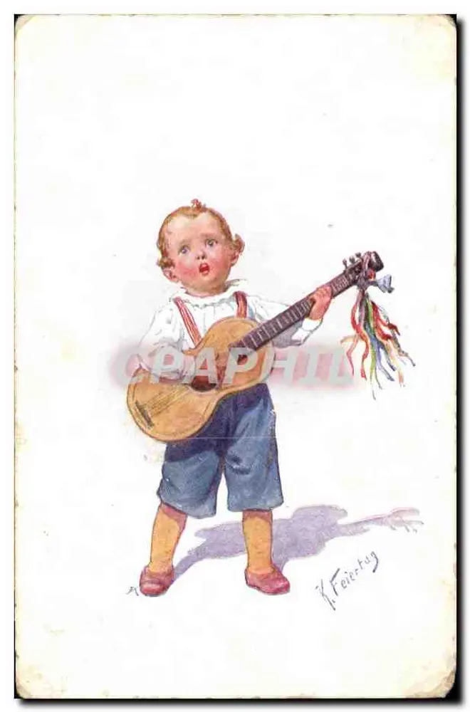 Kind spielt die Mandoline — K. Feiertug - Vorderseite