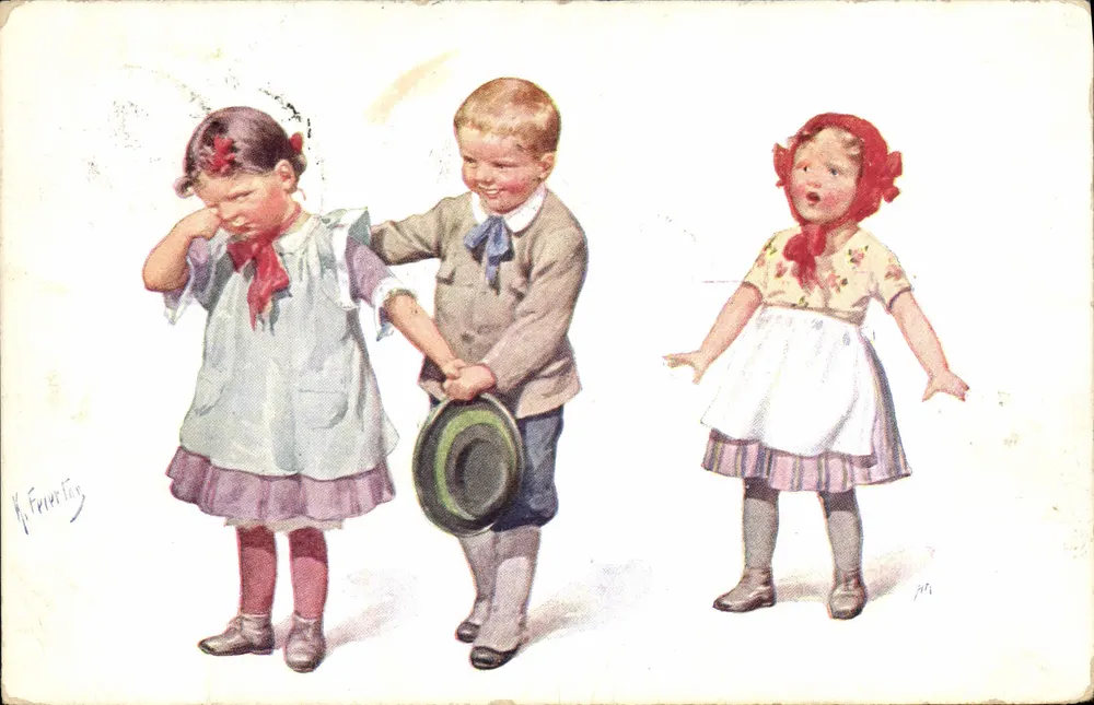 Kinder, die spielen — Illustration von K. Ferretz — B.K.W.L. 876-4 - Vorderseite