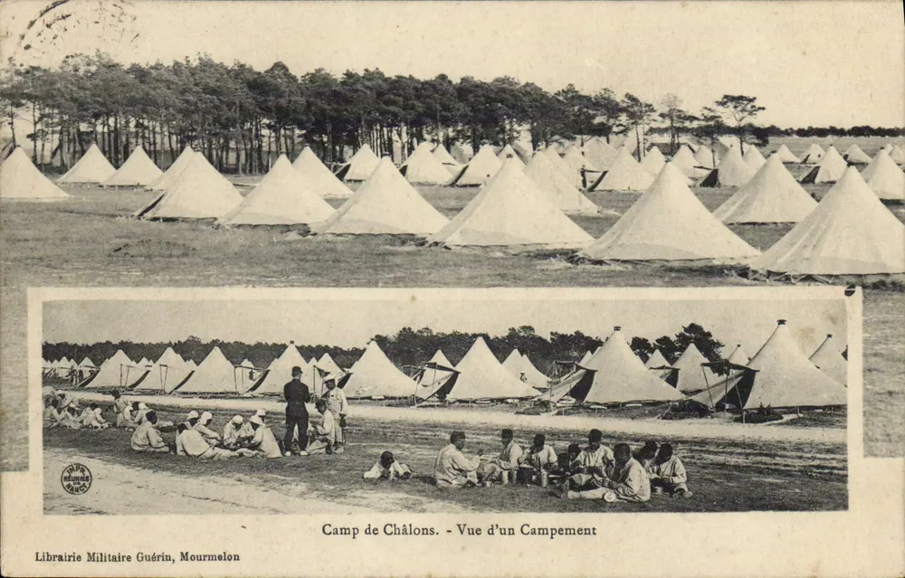 Camp de Châlons - Ansicht eines Lagerplatzes — Militärbuchhandlung Guérin, Mourmelon - Vorderseite