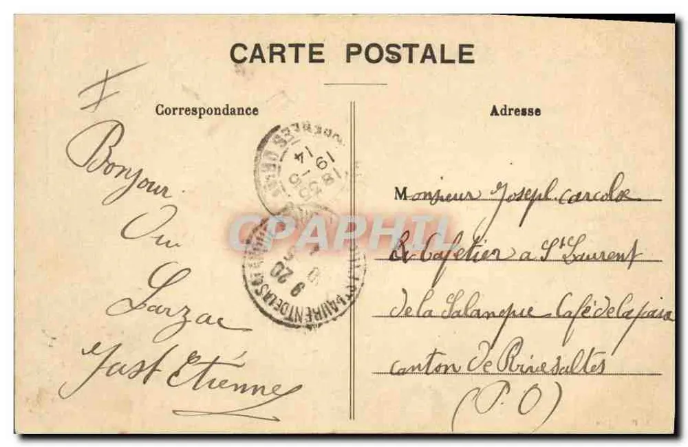 Campo do Larzac — Soldados em formação — A. P. Millau - Verso