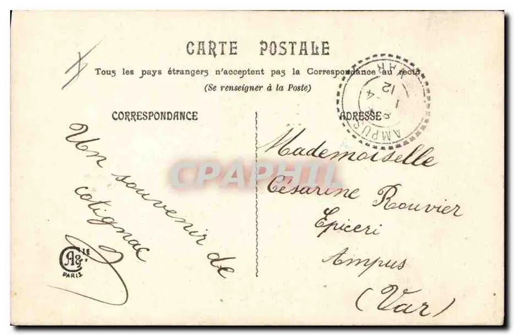 Soldado militar — 1º DE ABRIL — editor A. LE PARIS - Verso