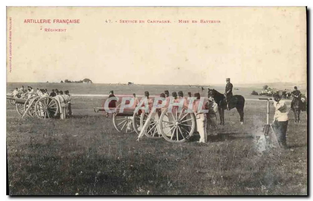 Französische Artillerie — Felddienst - Aufstellung — Verlag: Philippe Langlois Frères, n°47 - Vorderseite