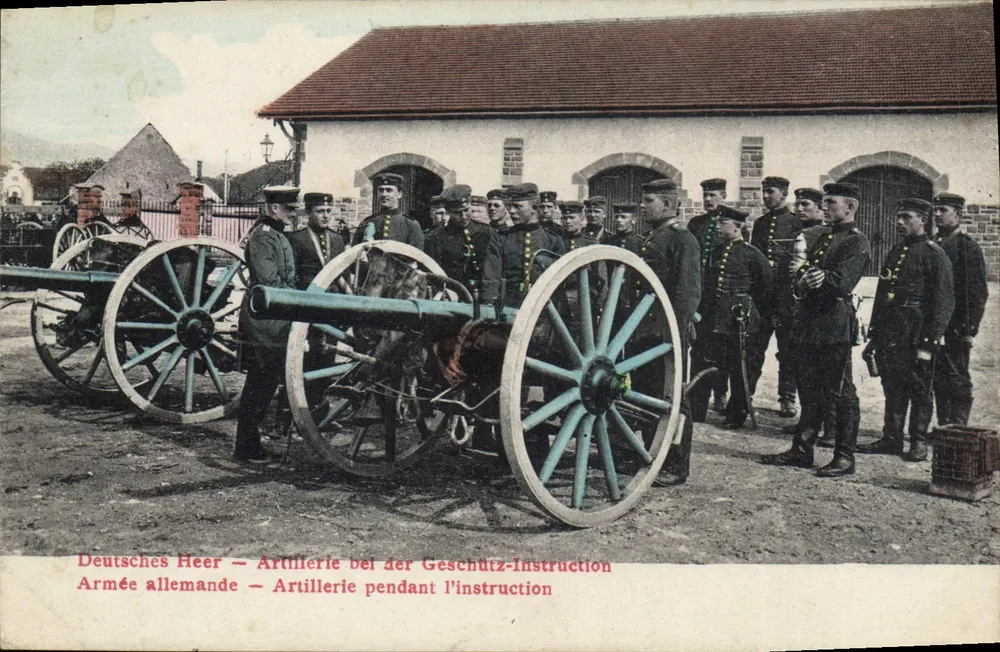 Deutsche Artillerie — Artillerie während der Ausbildung — Deutsches Heer — Artillerie während der Geschütz-Ausbildung - Vorderseite