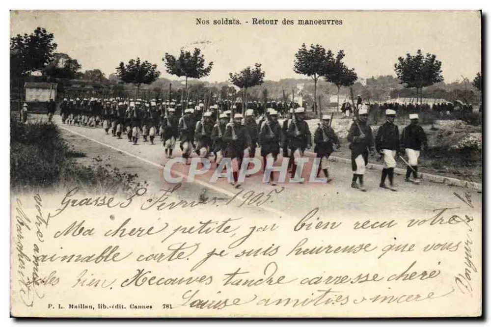 Unsere Soldaten - Rückkehr von Manövern — P. L. Maillan, Verlag Cannes 781 - Vorderseite
