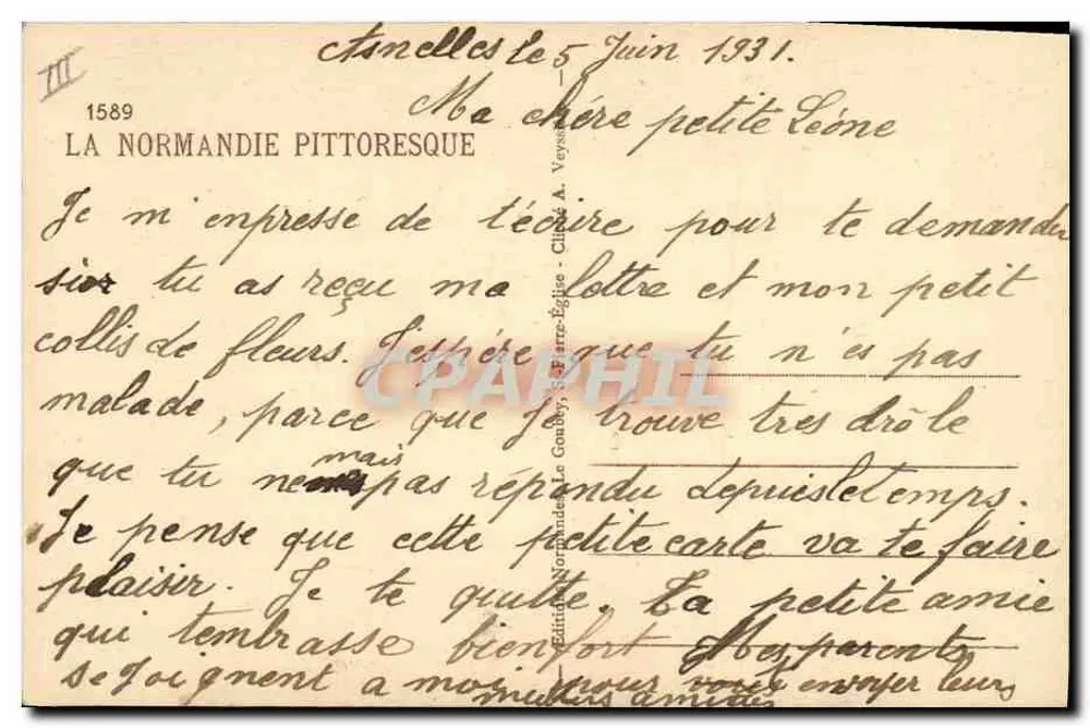 Mulher a cavalo em um jumento — com cesto — editor Le Goueyr, n° III 1589 - Verso