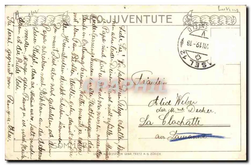 Gnomes jouant dans un étang — dessin de E. Kreudt — éditeur: SACHS WERKSTÄTEN GEHR FRETZ A & ZÜRICH - Verso