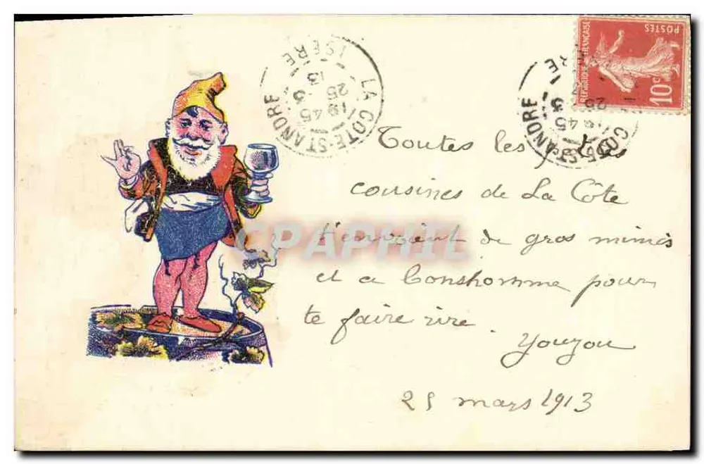 Gnome bebedor — caricatura — editor não visível - Frente