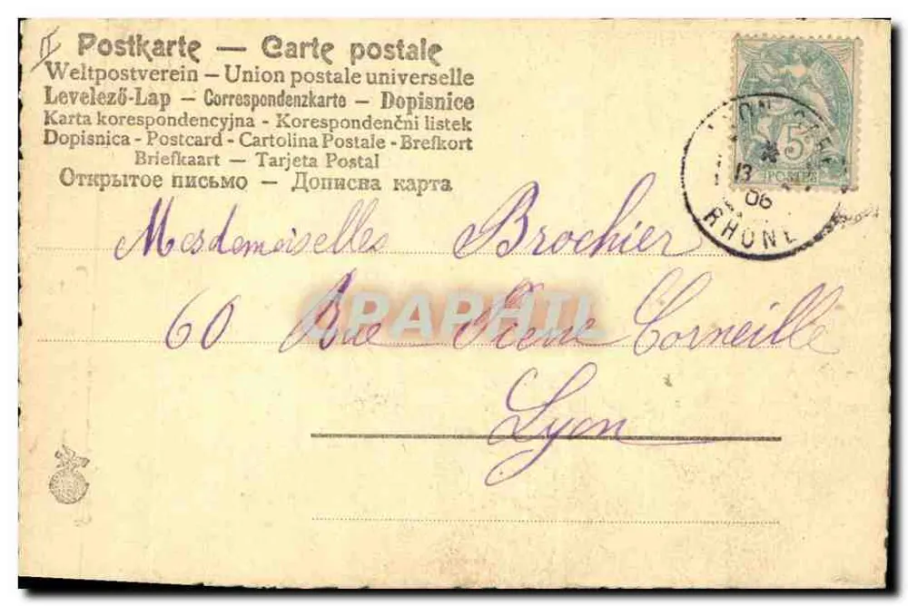 Zwerge, die auf einem großen Ei Flöte spielen — A. Deckerand, Nr. 242 — datiert 13.2.1906 - Rückseite