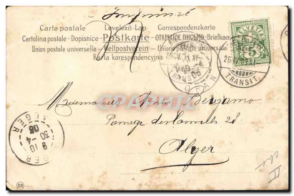 Nains dans un bateau — scène de rivière avec nymphe — éditeur Dess 3, n° 533 - Verso