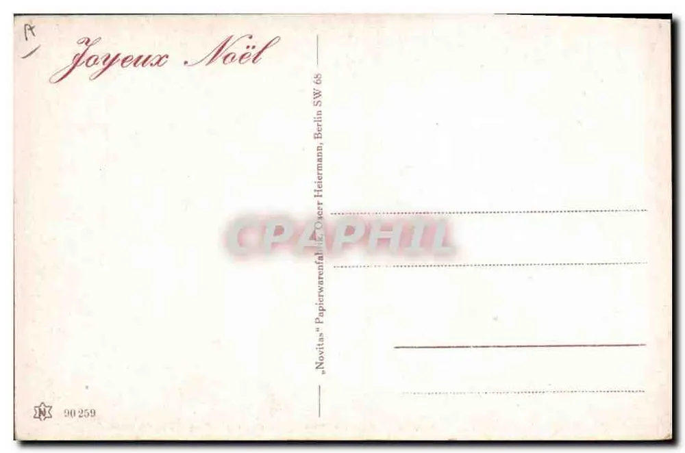 Pai Natal decorando um bolo — editor Novitas, n° 90259 - Verso