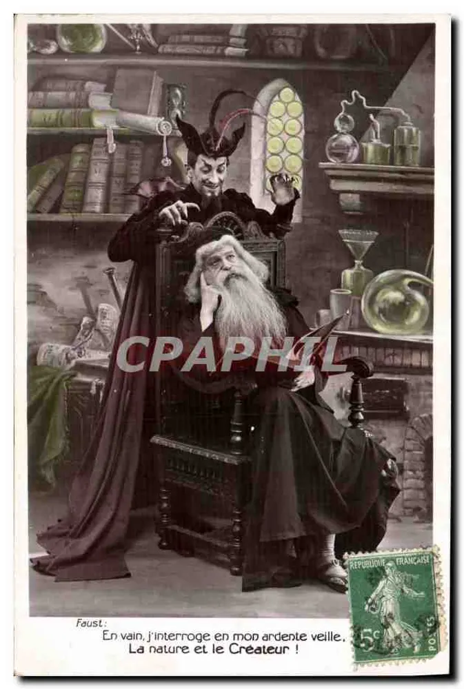 Faust e o Diabo — cena da peça de Goethe — editor não visível - Frente