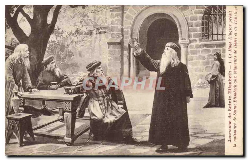 Jugend von Saint Elisabeth — Der Weise Kingior prophezeit die Geburt von Saint Elisabeth den Herren von Thüringen — Verlag Bayard, Nr. 1 - Vorderseite