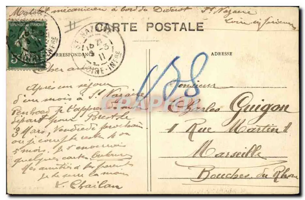 St-NAZAIRE - Das Post- und Telegraphenamt - Sammlung Delaveau - Rückseite
