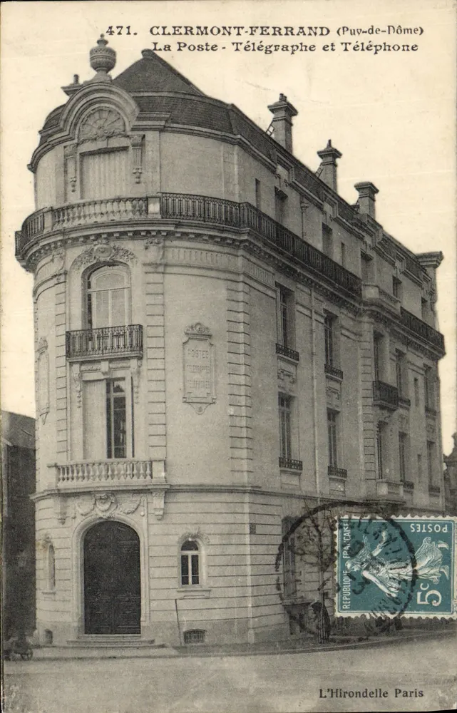 Clermont-Ferrand (Puy-de-Dôme) — La Poste, Télégraphe et Téléphone — L'Hirondelle, Paris - Vorderseite