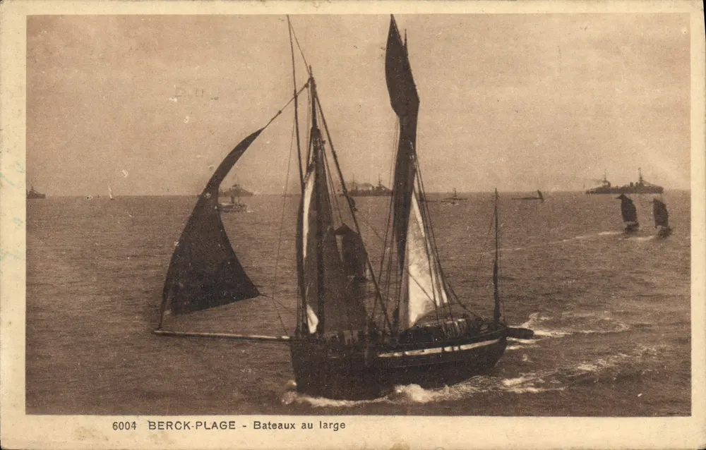 Berck-Plage - Barcos no horizonte — Edição W. Journaux, n° 6004 - Frente
