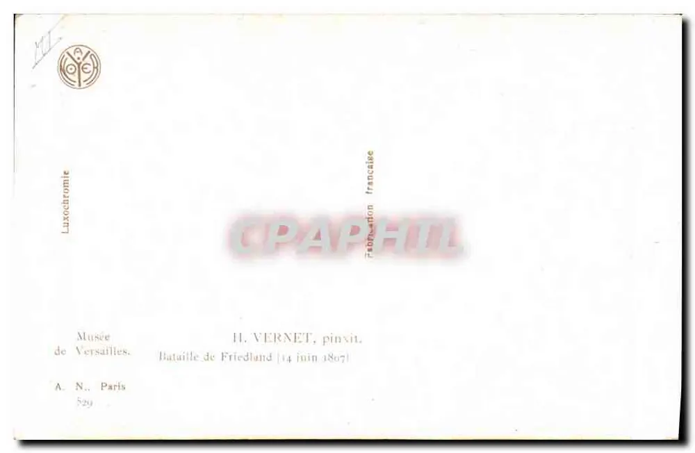 Schlacht von Friedland — 14. Juni 1807 — H. VERNET, pinxit. N° 529 - Rückseite