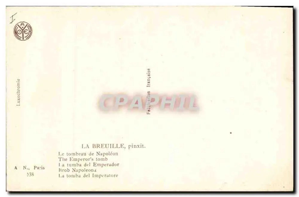 O túmulo de Napoleão — ilustração — Luxochromie, Paris, n° 538 - Verso