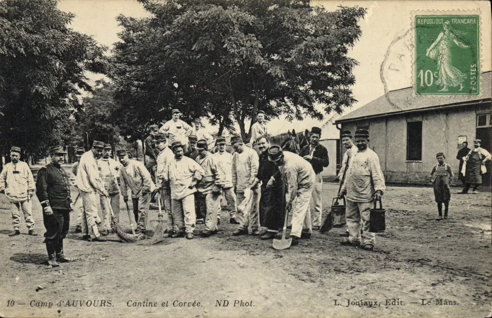 Campo de Auvours — Cantine e Corvée — L. Jouiaux, Edit. — Le Mans - Frente