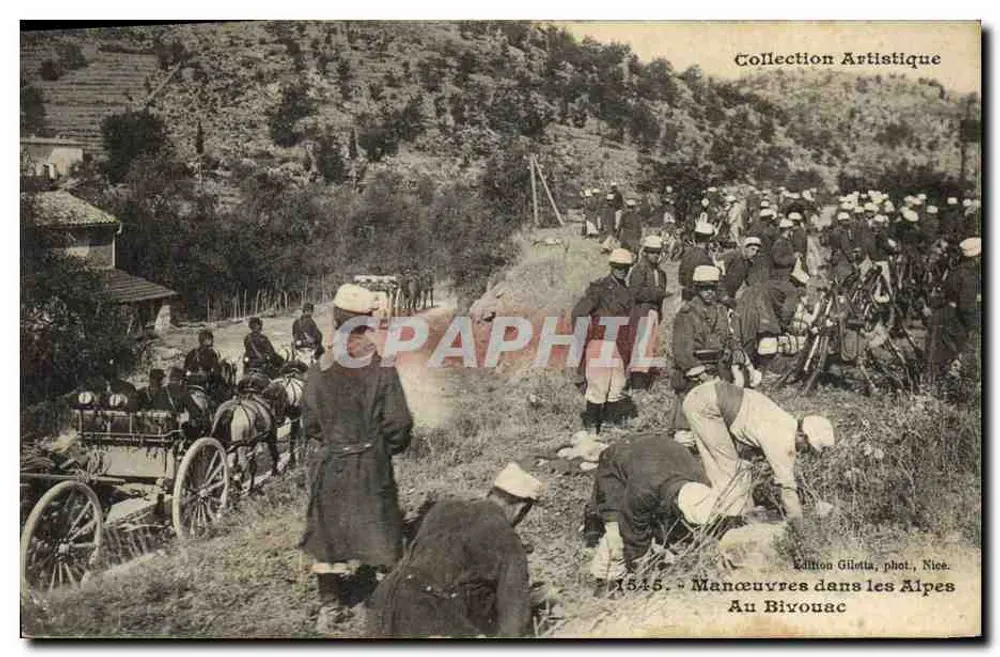 Manöver in den Alpen — Am Bivouac — Edition Gilletta, Foto., Nizza, n° 1546 - Vorderseite