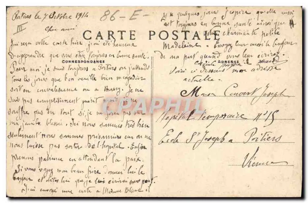 Poitiers — Le Camp de Biard — J. P. Raymonds photo Poitiers - Rückseite