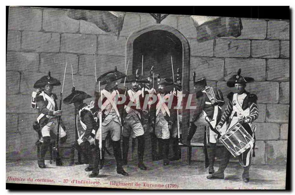 Soldaten des 37. Infanterieregiments — Regiment Turenne (1799) — Geschichte des Kleidungsstils - Vorderseite
