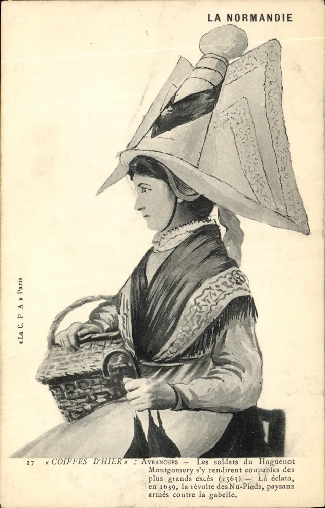 Coiffes d'hier : Avranches — A Normandia — A C.P.A. Paris n°27 - Frente