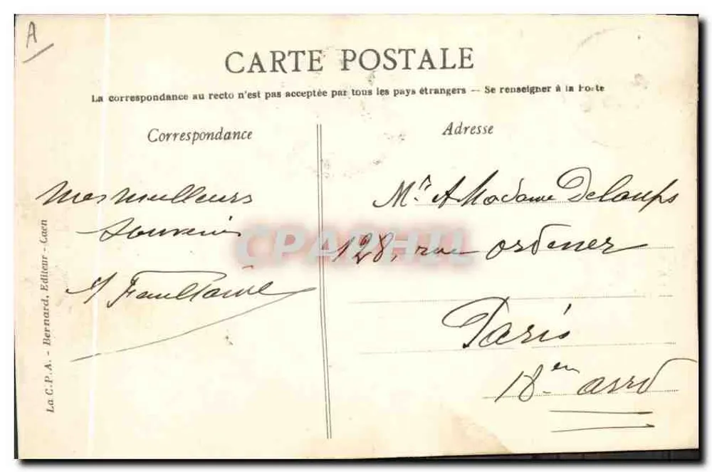 Coiffes d'hier - Valognes — A Normandia, editor Bernard, n°24 - Verso