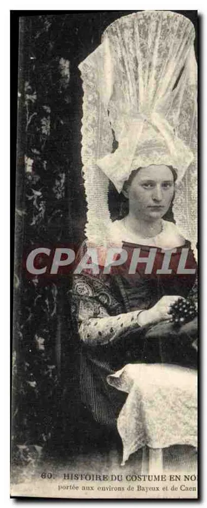 Mulher em traje tradicional — vestida nas proximidades de Bayeux e Caen — A. Dubosq, editor, Déricourt - Frente