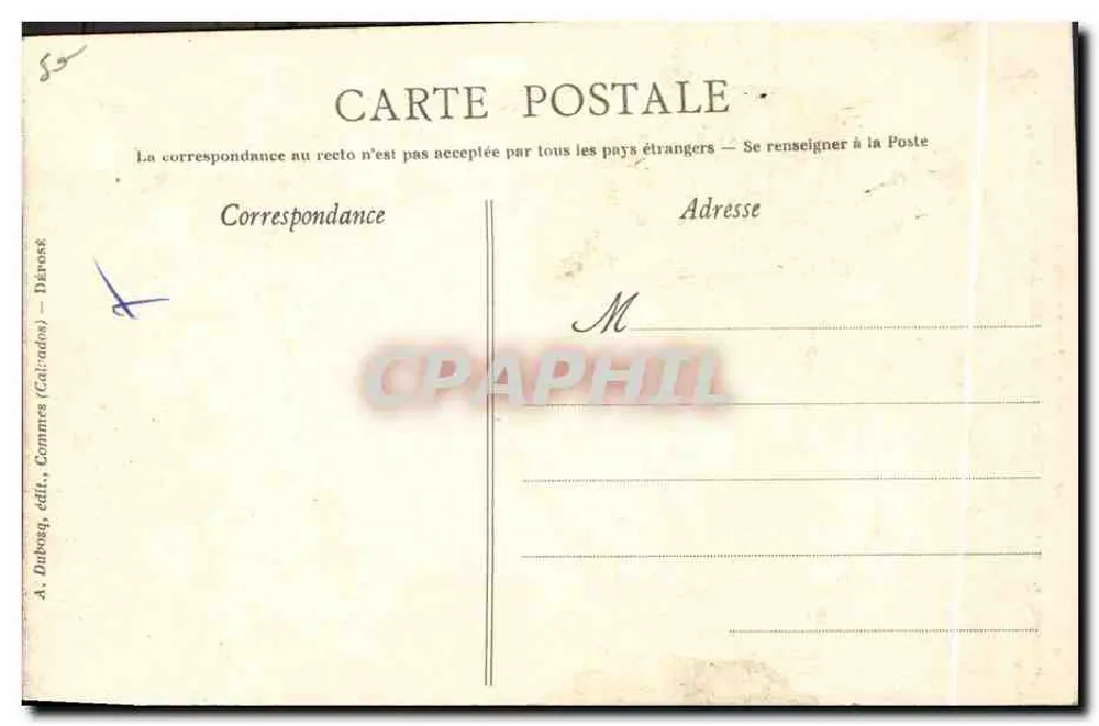 Mulher em traje tradicional — vestida nas proximidades de Bayeux e Caen — A. Dubosq, editor, Déricourt - Verso