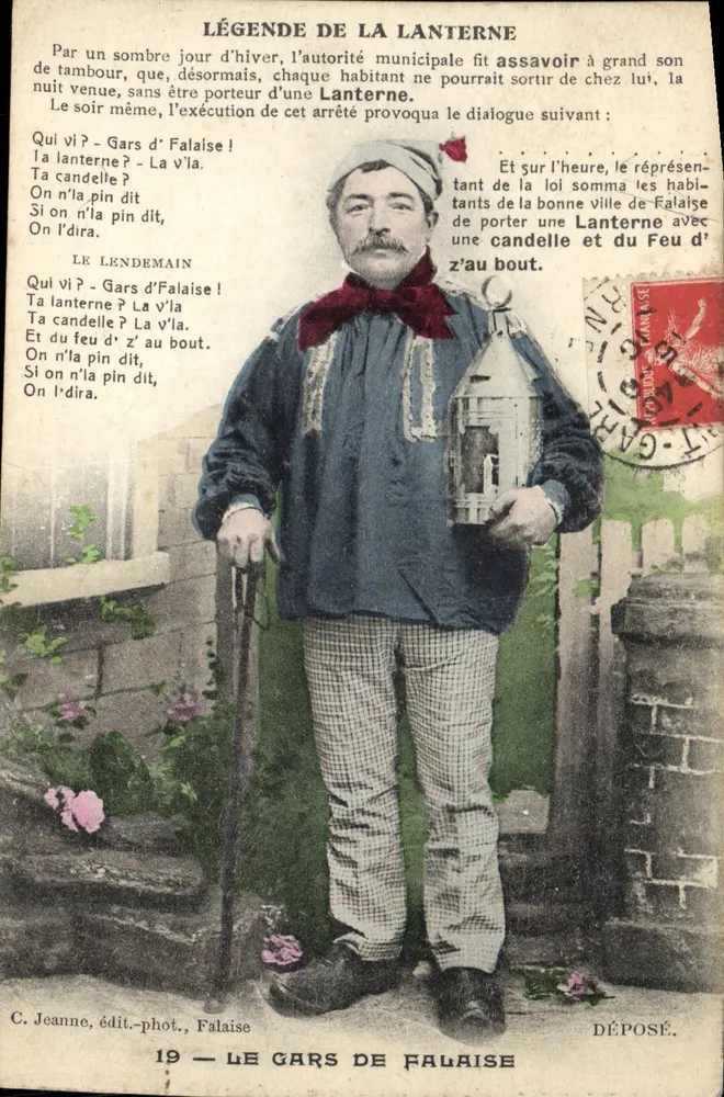 Der Mann von Falaise — Legende der Laterne — C. Jeanne, Verleger-Fotograf, Falaise - Vorderseite